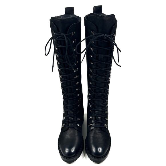 Vintage Foundry Co. Henrietta Black Leather Lace-Up Tall Boots Womens 6 New $220 - Picture 2 of 13